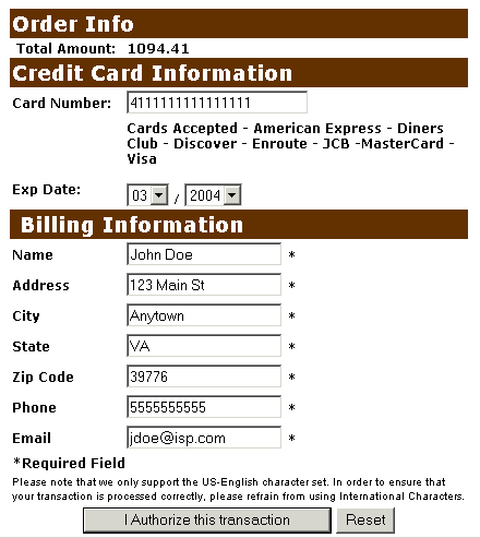 Enter credit card information